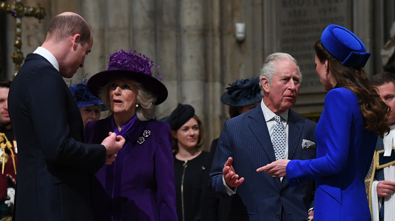 Kate Middleton with Prince William and Queen Consort Camila with King Charles III