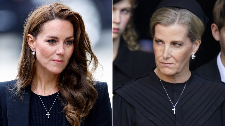 Kate Middleton and Sophie, Countess of Wessex wearing crucifixes