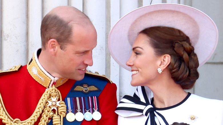 Prince William smiling at Kate Middleton