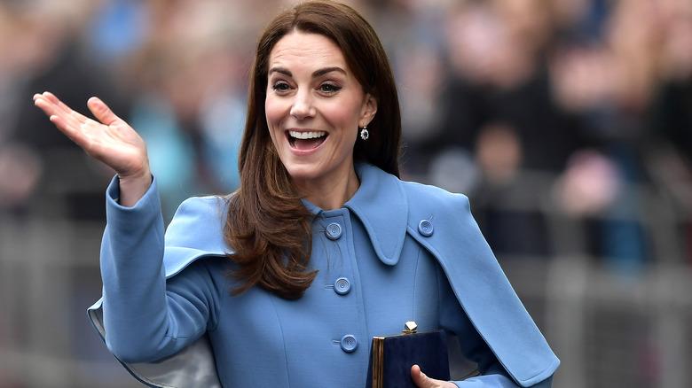 Princess Catherine waving and smiling