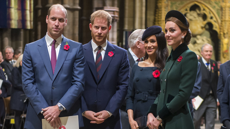 Prince William, Harry, Meghan Markle, & Kate Middleton in church