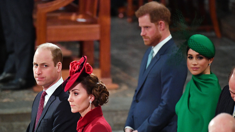 Prince William, Harry, Meghan Markle, & Kate Middleton in church