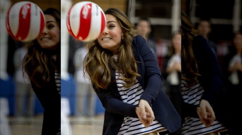 Kate Middleton bumping a volleyball