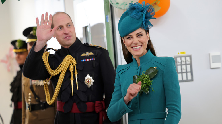 Prince William waving Kate Middleton smiling