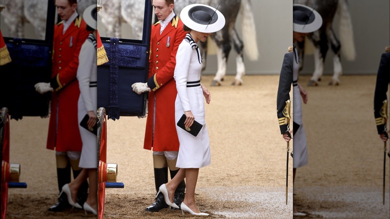 Kate Middleton exiting horse drawn carriage