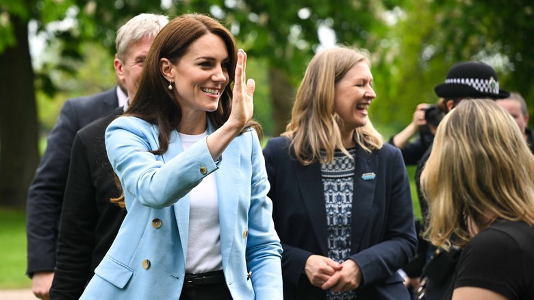 Kate Middleton waving to onlookers