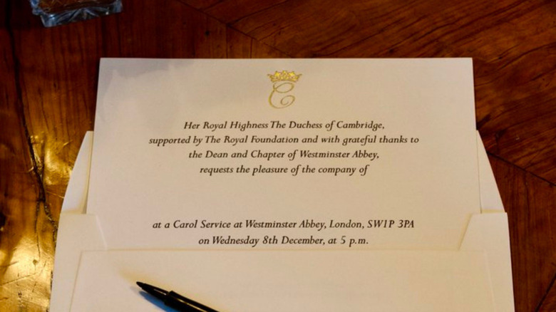 invitation to prince william and kate middleton's christmas carol service