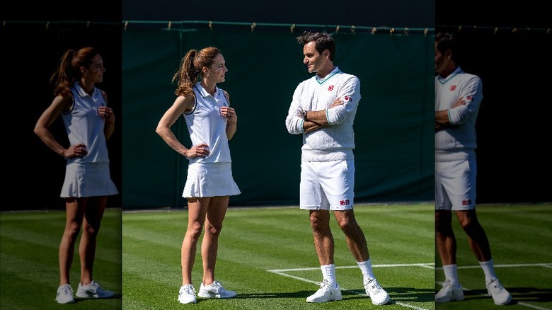 Kate Middleton talking with Roger Federer at Wimbledon