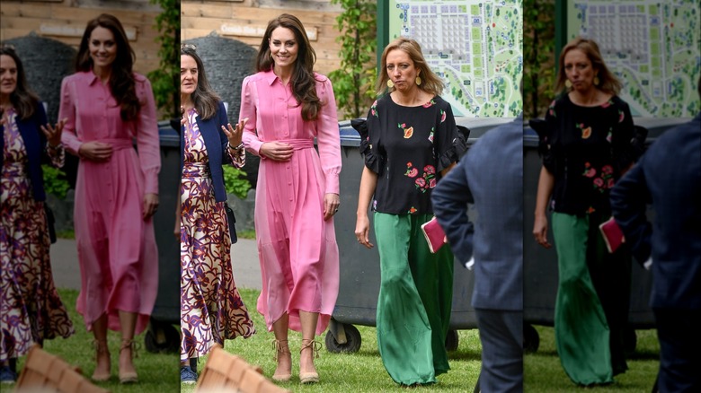 Kate Middleton walking with two women