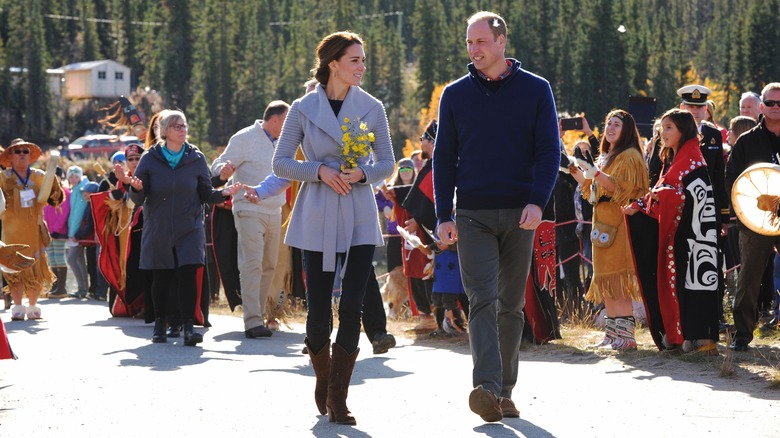 Kate Middleton, Prince William walking through crowd