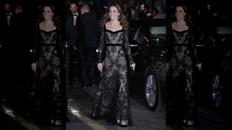 Kate Middleton wearing black lace