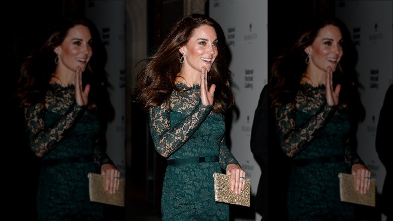 Kate Middleton in green lace gown