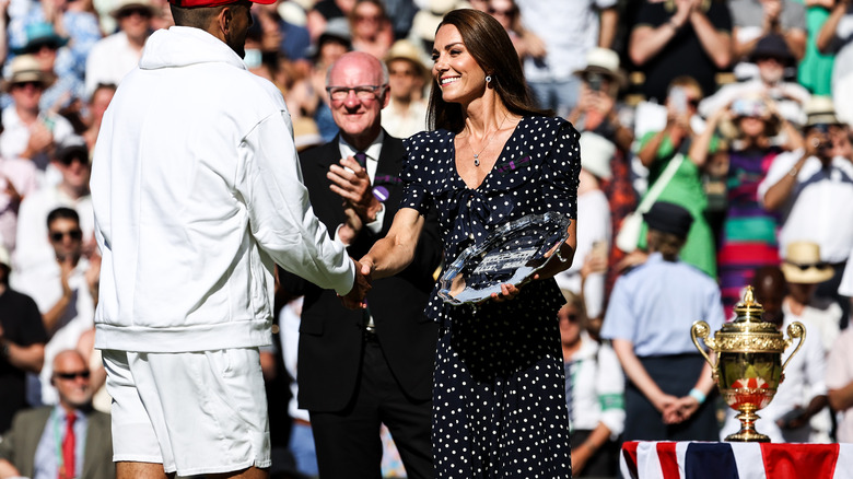 Catherine presenting Wimbledon trophy