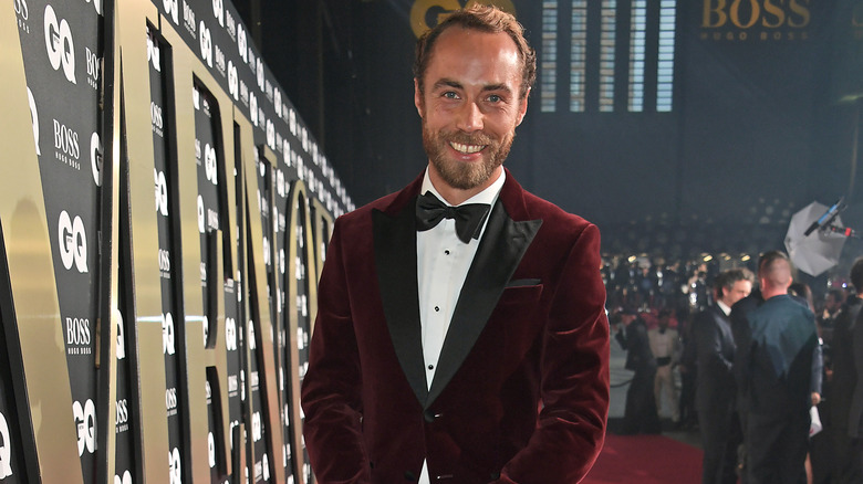 James Middleton maroon velvet tuxedo