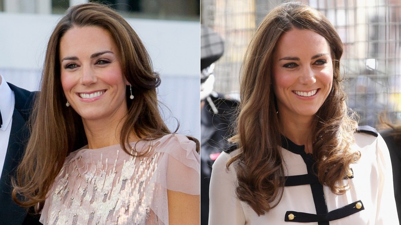 Kate Middleton smiling in split image