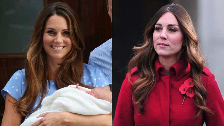 Kate Middleton smiling in split image