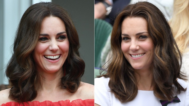 Kate Middleton smiling in split image