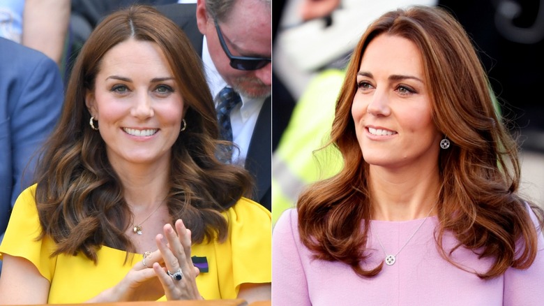 Kate Middleton smiling in split image