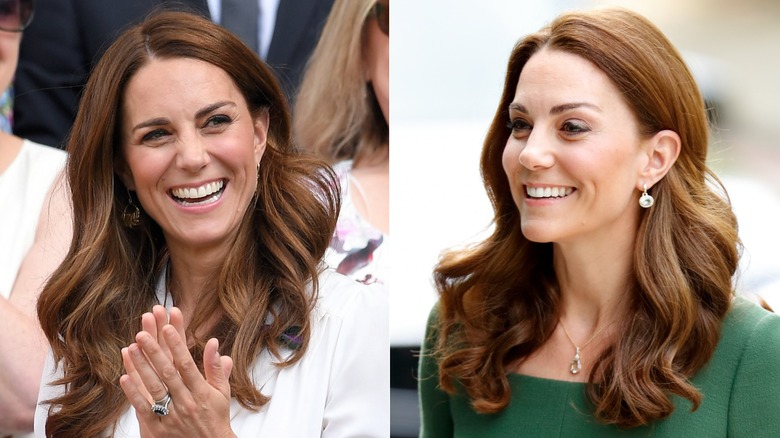 Kate Middleton smiling in split image