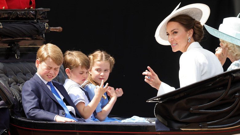 Kate Middleton talking to her kids