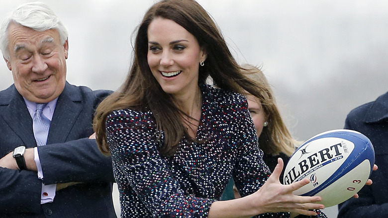 Kate Middleton playing rugby