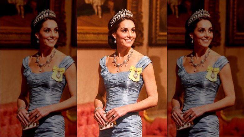 Princess Catherine posing in a tiara 