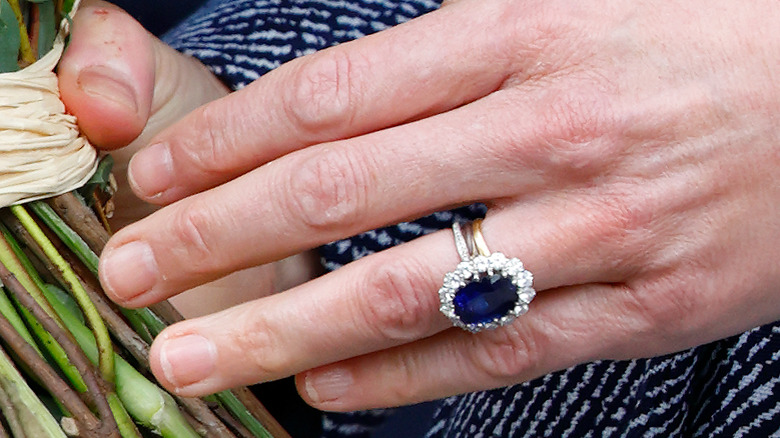 Close up of Princess Catherine's engagement ring 