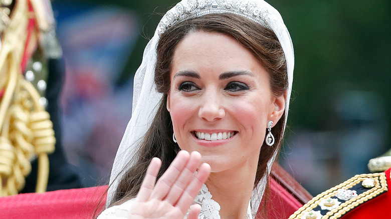 Princess Catherine smiling on her wedding day 