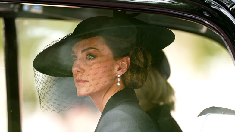 Kate Middleton looking somber