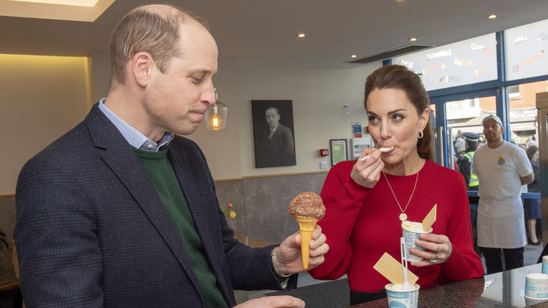 Kate Middleton and Prince William eating ice cream