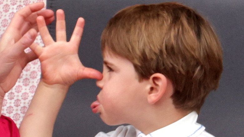 Prince Louis makes a face at a Platinum Jubilee celebration. 