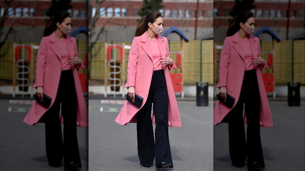 Kate MIddleton in pink at black at first public appearance since Oprah interview