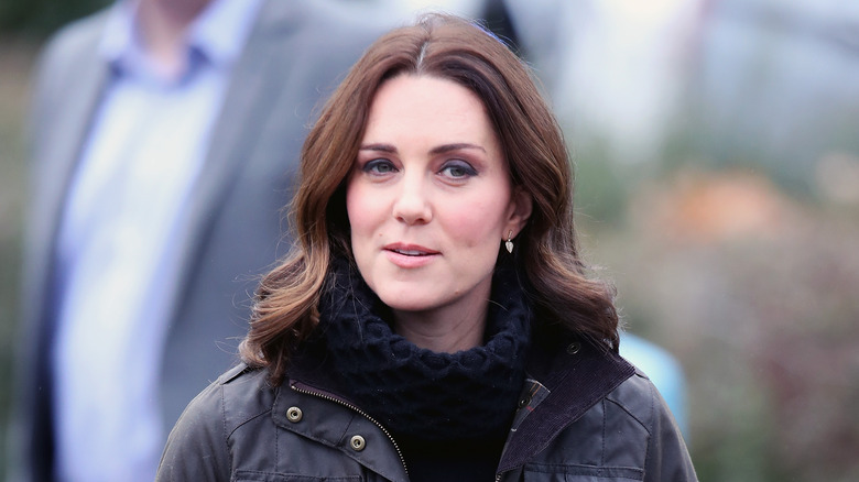 Kate Middleton in a black scarf in London in 2017