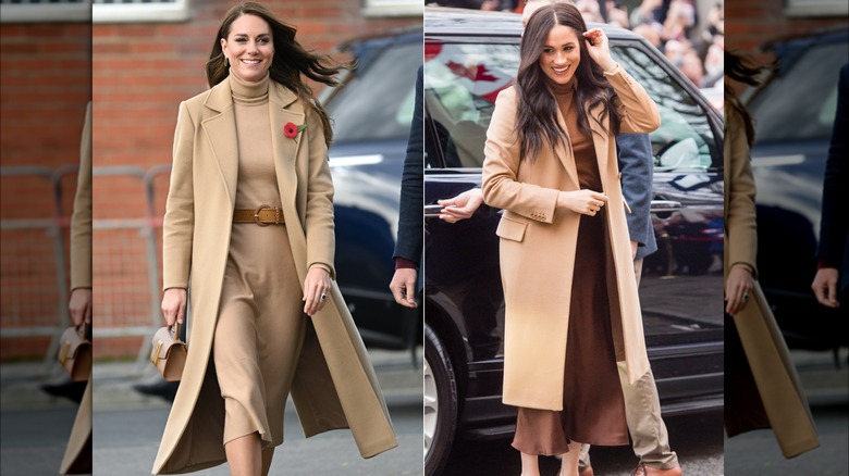 Kate and Meghan in camel coats