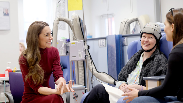 Princess Catherine talks with a patient at The Royal Marsden