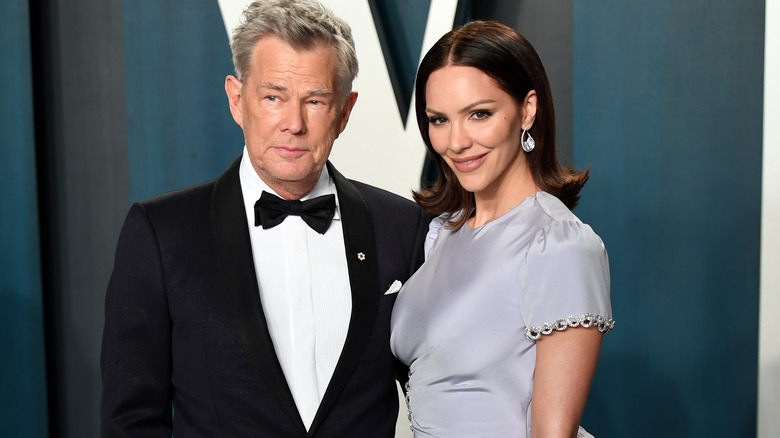 Katharine McPhee Foster smiles on red carpet with her husband David Foster