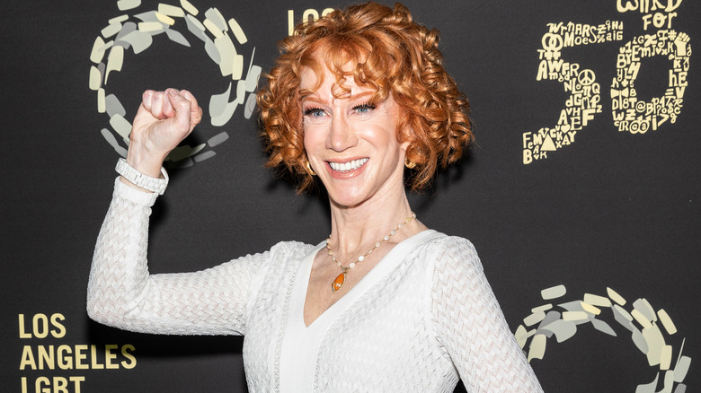 Kathy Griffin posing victoriously