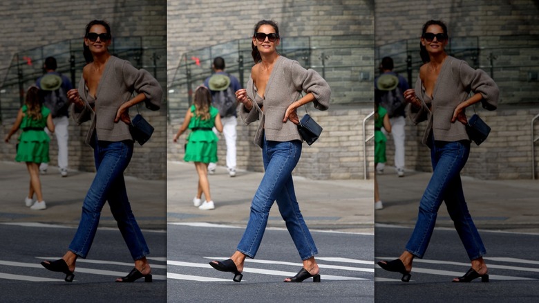 Katie Holmes crossing the street