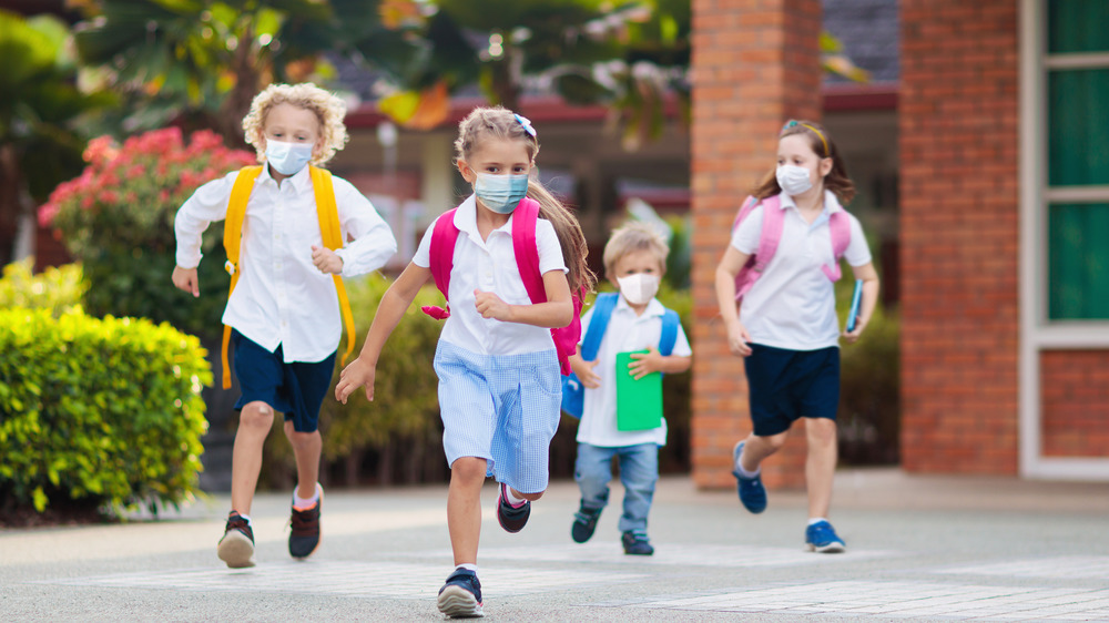 Children in school with masks