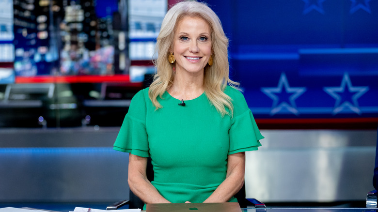 Kellyanne Conway green dress in Fox studio