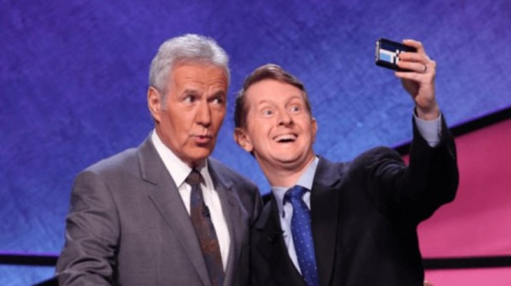 Ken Jennings and Alex Trebek