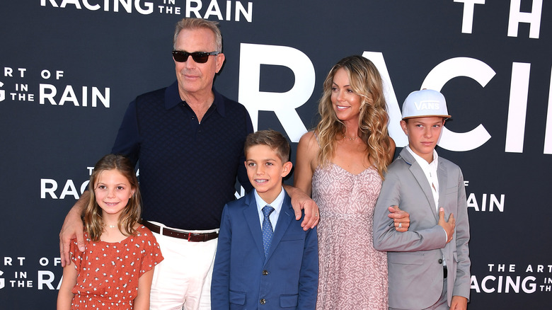 Kevin Costner with family