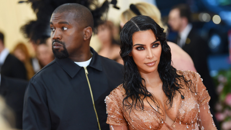 Kim Kardashian and Kanye West on the red carpet