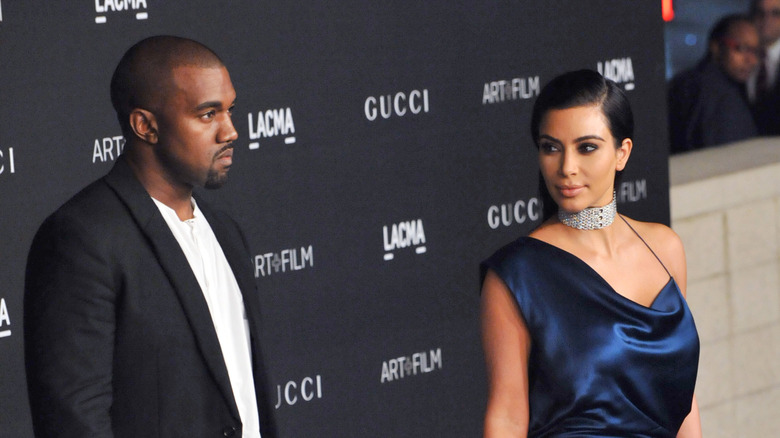 Kim Kardashian and Kanye West at an event.