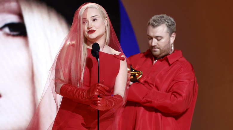 Kim Petras and Sam Smith, Kim accepting the Grammys award