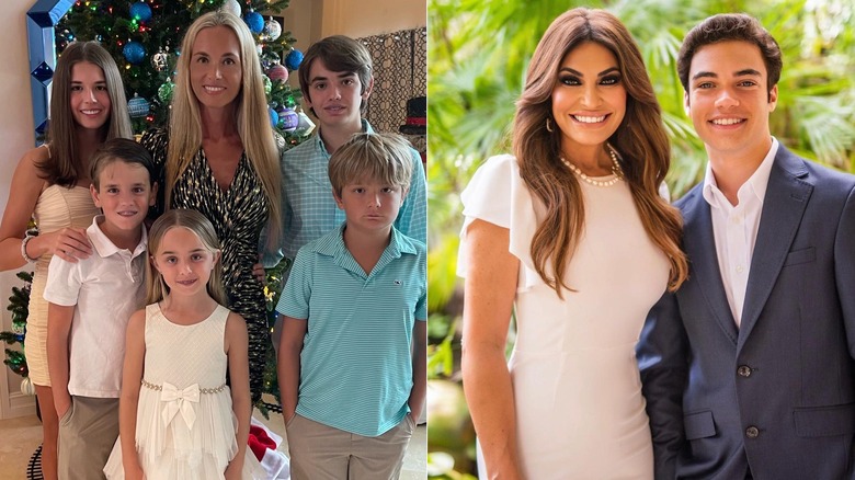 Vanessa Trump smiling with her kids and Kimberly Guilfoyle and Ronan Villency smiling  in split screen