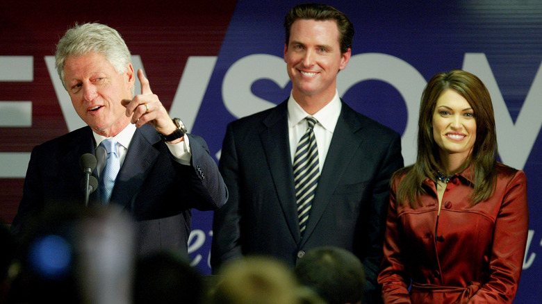 Bill Clinton, Gavin Newsom, Kimberly Guilfoyle on stage