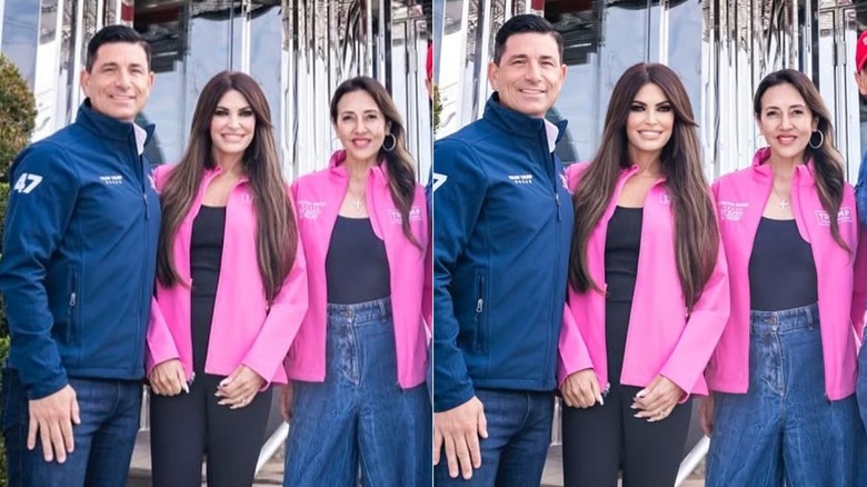 Chad Wolf, Kimberly Guilfoyle, Agatha N.G. smiling & Photoshopped variation of Chad Wolf, Kimberly Guilfoyle, Agatha N.G. smiling