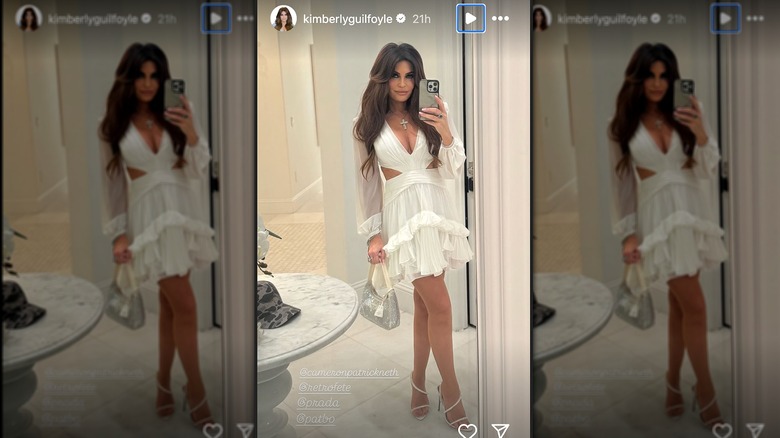 Kimberly Guilfoyle white cutout babydoll dress selfie