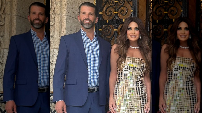 Donald Trump Jr. smiling alongside an overly airbrushed Kimberly Guilfoyle